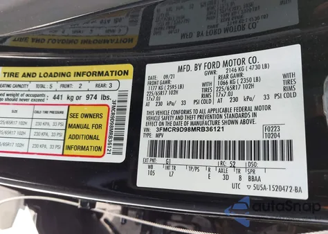 2021 Ford Bronco Sport Badlands from USA, damaged, VIN 3FMCR9D98MRB36121